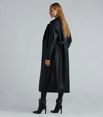 City Living Faux Leather Belted Trench Coat
