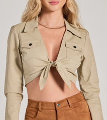 Adventurous Girlie Tie-Front Crop Top