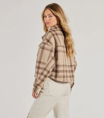 Perfectly Plaid Woven Oversized Cropped Shacket