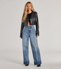 Untamed Chic Faux Leather Cropped Moto Jacket