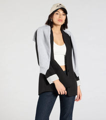 Official Business Striped Cuff Woven Blazer