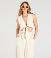 Beachy Chic Tie-Front Vest With Linen