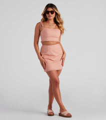 Social Linen Fringe Mini Skirt