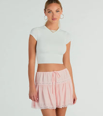 On The Prairie Lace Trim A-Line Mini Skirt