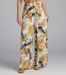 Sunny Escape Tropical Print Palazzo Pants