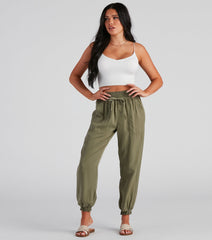Coffee Break Smock Tie Waist Joggers