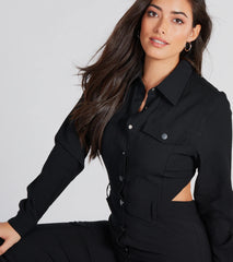 Open To Fun Long Sleeve Backless Jumpsuit