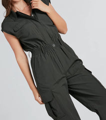 Street Style Sleeveless Cargo Jumpsuit