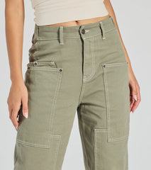 Effortlessly Casual Wide-Leg Twill Cargo Pants