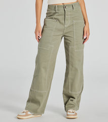 Effortlessly Casual Wide-Leg Twill Cargo Pants