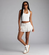 Lookin' Cutesy Floral Ruffled Mini Skort