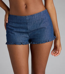 Frill Seeker Ruffled Denim Shorts
