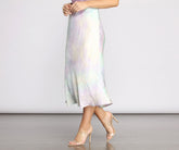 Tie Dye Satin Midi Skirt