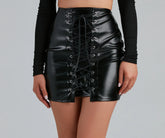 All Night Lace-Up Mini Skirt