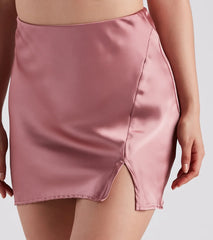 Smooth In Satin Slit Mini Skirt