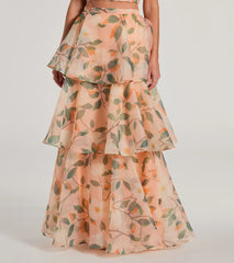 Gorgeous Perfection Ruffled Floral Chiffon Maxi Skirt