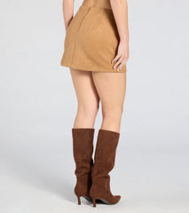 Keeping It Simple Faux Suede Slit Mini Skirt