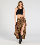 On The Prowl High-Rise Slit Leopard Maxi Skirt