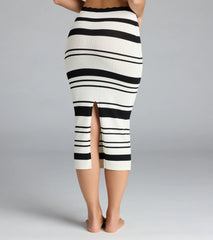 Way She Moves Striped Midi Skirt