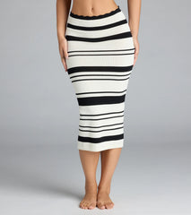 Way She Moves Striped Midi Skirt