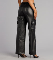 Street Code Faux Leather Cargo Pants