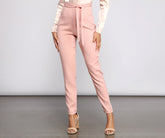 High Rise Tie Waist Tapered Pants