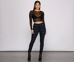 Casual-Chic Plaid Jacquard Joggers