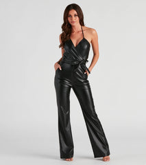 Chic In The City Faux Leather Jumpsuit