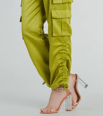 Trendy Babe Satin Cargo Pants