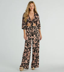 Flawless Floral High Rise Wide-Leg Satin Pants