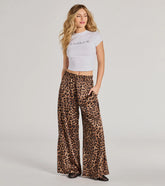 Lavish Leopard Print Palazzo Wide-Leg Pants