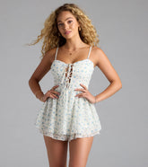 Sunny Muse Floral Eyelet Chiffon Romper