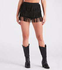 Stylish Shimmy Faux Suede Fringe Shorts