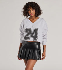 Playful Pleats Faux Leather Drop Waist Skort