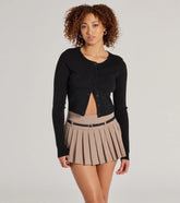 Pleated Perfection Drop Waist Belted Skort