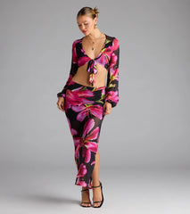 Vacay Queen Tropical Floral Mesh Maxi Skirt