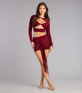 Silky Move Tie-Front Mini Skirt