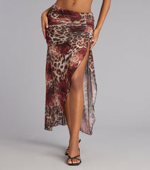 Untamed Bloom High-rise Slit Midi Skirt