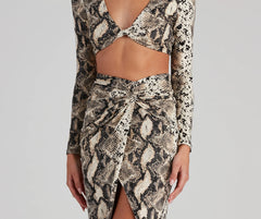 See Ya Later Snake Twist Midi Skirt