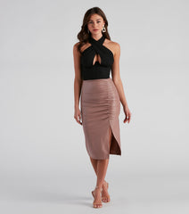 Sleek Business Slit Midi Skirt