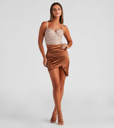 A Night In Satin Wrap Mini Skirt