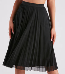 Total Charm Pleated Mesh Midi Skirt