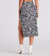 Wild Style Zebra Print Midi Skirt