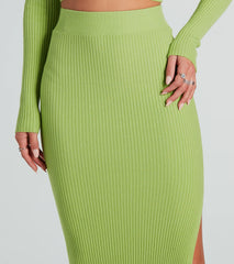 Twice The Love Rib Knit Midi Skirt