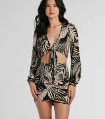 Tropical Day Dream High-Rise Wrap Mini Skirt