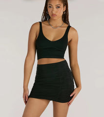 Sassy Fun Ruched Bodycon Mini Skirt