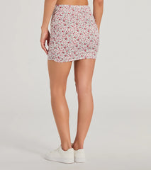 Two Cute High Rise Floral Mini Skirt