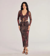 Wild Blossom Abstract Print Maxi Skirt