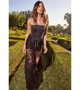 Keep A Secret Lace Slit Maxi Skirt