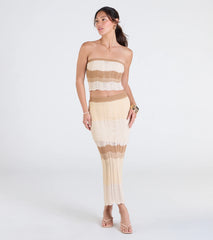 Trendy Match Chevron Knit Midi Skirt